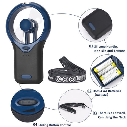 Hanging Neck Mini Portable Silent Fan – Mechanical, Battery-Powered, Adjustable Speed