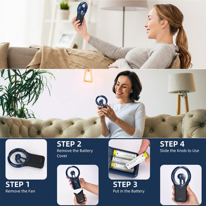 Hanging Neck Mini Portable Silent Fan – Mechanical, Battery-Powered, Adjustable Speed