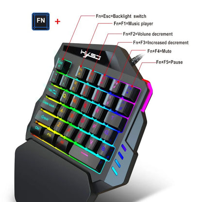 One-Handed Backlit Gaming Keyboard – 35 Keys, Ergonomic Hand Rest, Waterproof Design