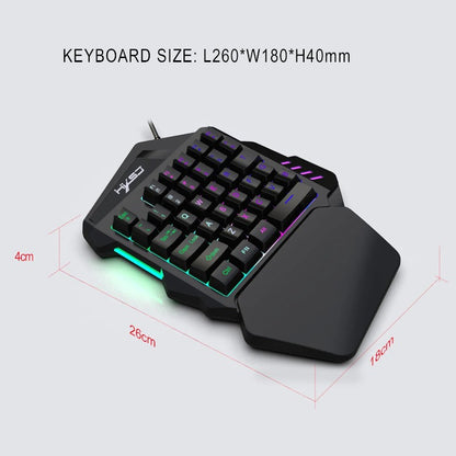 One-Handed Backlit Gaming Keyboard – 35 Keys, Ergonomic Hand Rest, Waterproof Design