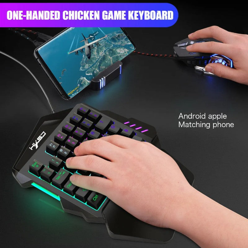 One-Handed Backlit Gaming Keyboard – 35 Keys, Ergonomic Hand Rest, Waterproof Design