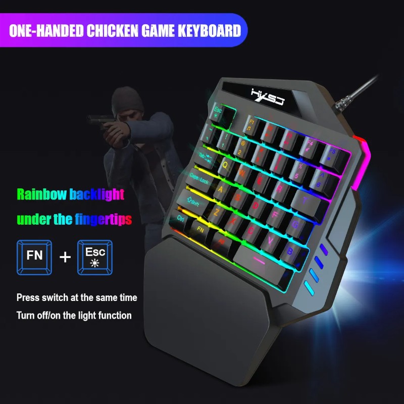 One-Handed Backlit Gaming Keyboard – 35 Keys, Ergonomic Hand Rest, Waterproof Design