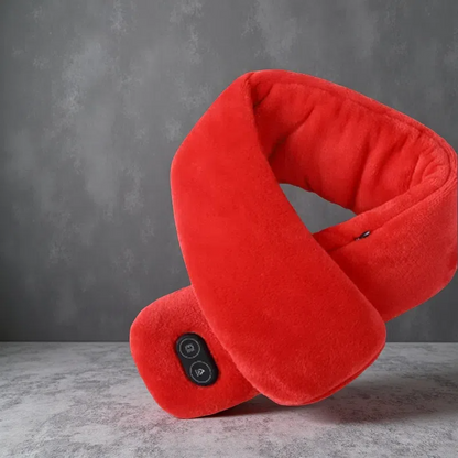 USB Heated Scarf with Power Bank – Vibration Massage & Smart Temperature Control Red