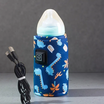 Portable Baby Bottle Warmer Bag – USB Thermostatic Heating with Cartoon Design Blue