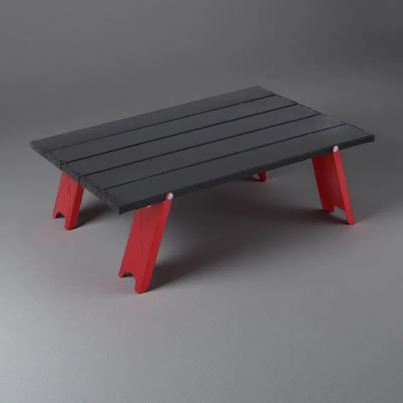 Outdoor Ultralight Portable Mini Aluminum Alloy Table – Folding Camping & Travel Table Red Plus Black