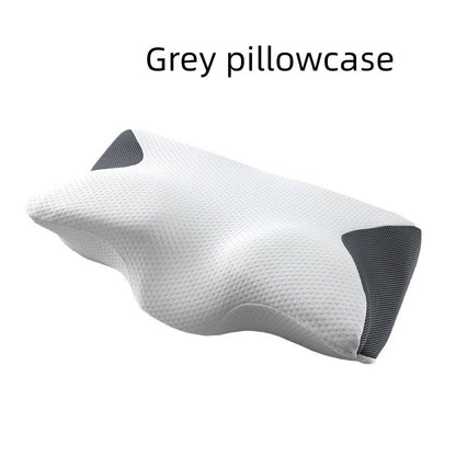 Bull Horn Memory Sleep Pillow – Ergonomic Neck Support for Deep Rest Grey pillowcase