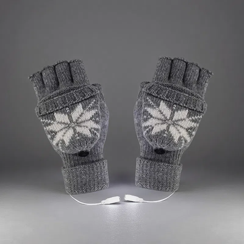 USB Electric Heating Knitted Hat, Scarf & Gloves Set – Keep Warm with Heated Wearables Gloves Black