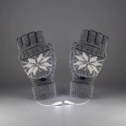 USB Electric Heating Knitted Hat, Scarf & Gloves Set – Keep Warm with Heated Wearables Gloves Black