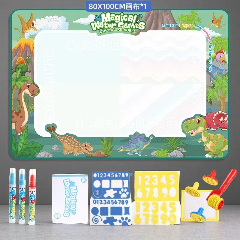 Cloth Toy Clear Water Painting Drawing Board – Magic Color Graffiti Blanket Water Picture Book 100X80CM Dinosaurs