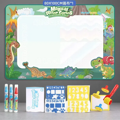 Cloth Toy Clear Water Painting Drawing Board – Magic Color Graffiti Blanket Water Picture Book 100X80CM Dinosaurs