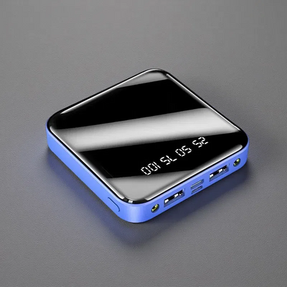 Mini Power Bank 20000mAh – Portable Mirror Display Charger with Dual USB Output Blue 20 000 mAh