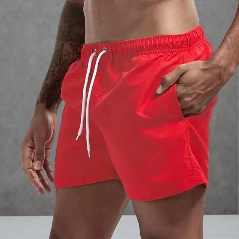 Casual Candy-colored Men's Beach Shorts – Comfortable Medium Elasticity Summer Wear