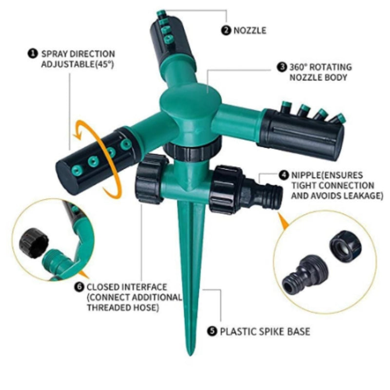 360° Automatic Rotating Sprinkler – Adjustable Garden Lawn Irrigation Tool