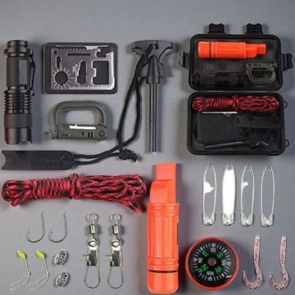 Outdoor Travel SOS Survival Tool Set – Multifunctional Adventure & Fishing Kit Black