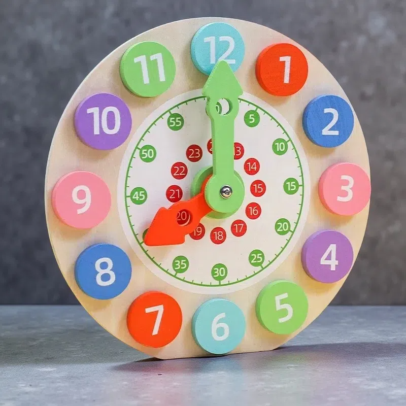 Wooden Learning Clock – Time-Telling Educational Toy for Kids Color Clock Teaching Aids