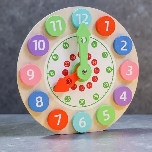 Wooden Learning Clock – Time-Telling Educational Toy for Kids Color Clock Teaching Aids
