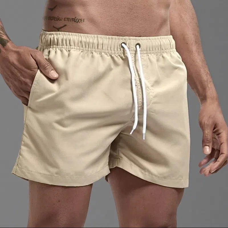 Casual Candy-colored Men's Beach Shorts – Comfortable Medium Elasticity Summer Wear