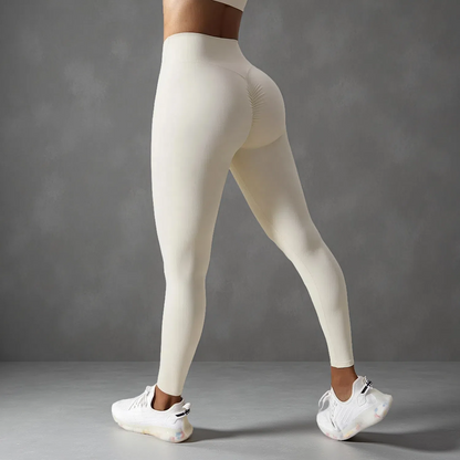 Women's Drawstring High Waist Yoga Pants – Nude Feel, Belly-Supporting Seamless Leggings Oat Apricot