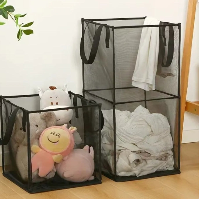 Foldable Square Grid Laundry Basket – Multifunctional Storage with Modern Design
