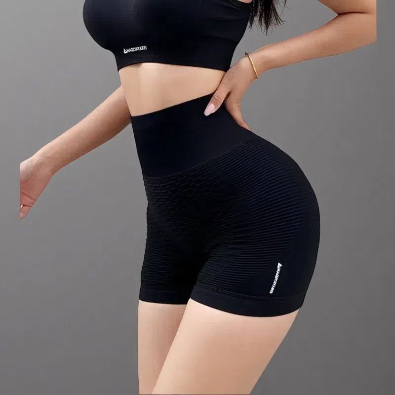 Grid Design High-Waist Sports Shorts – Women’s Yoga & Fitness Shorts