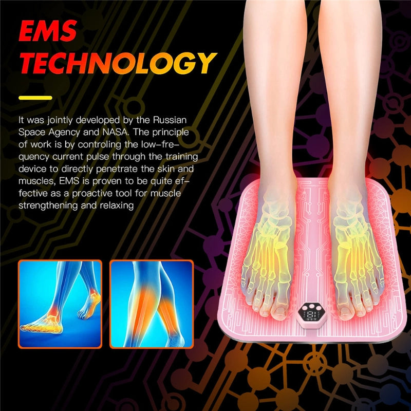 EMS Foot Pad with Pulse Microcurrent Therapy – Rechargeable Foot Massager