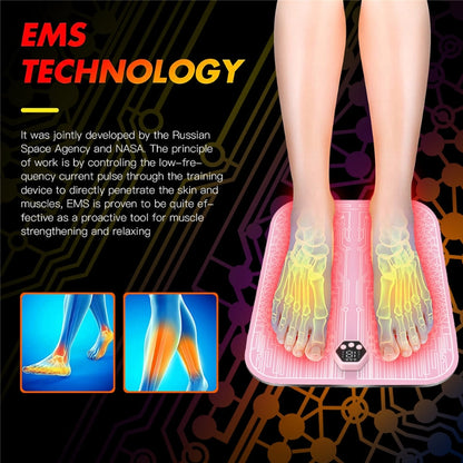 EMS Foot Pad with Pulse Microcurrent Therapy – Rechargeable Foot Massager