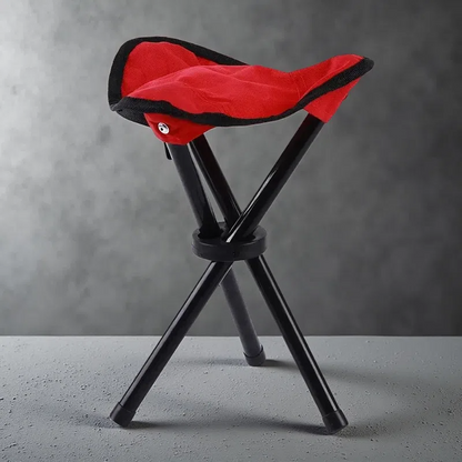 Camping Folding Chair – Heavy-Duty Tripod Stool with Waterproof Oxford Cloth Seat Red