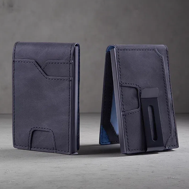 RFID Anti-Theft Card Holder – Slim Aluminum Alloy Wallet for Men & Women Black