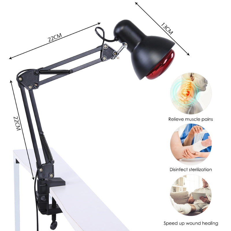 Infrared Therapy Lamp with Adjustable Metal Clip – 100W