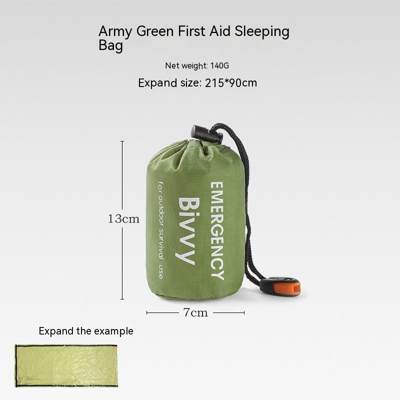 Portable Outdoor Disaster Relief Tent & Emergency Sleeping Bag Set – Lightweight 4-Season Shelter with Survival Accessories Sleeping Bag Army Green