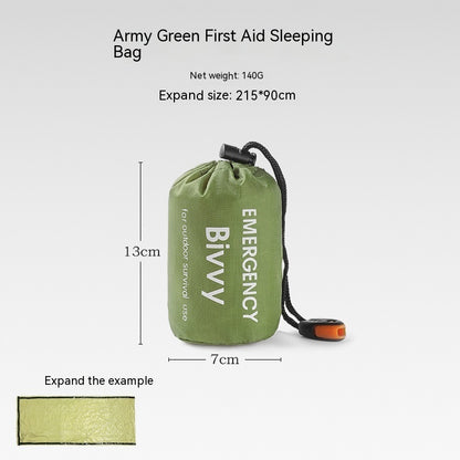 Portable Outdoor Disaster Relief Tent & Emergency Sleeping Bag Set – Lightweight 4-Season Shelter with Survival Accessories Sleeping Bag Army Green