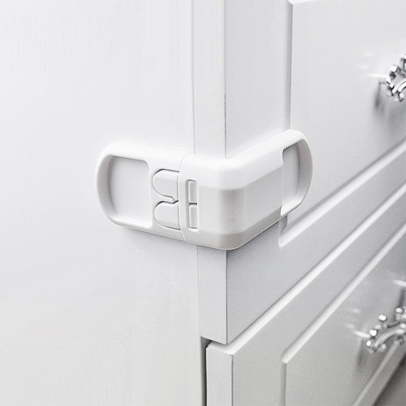 Child Safety Drawer Right Angle Lock – Secure ABS Childproof Lock for Cabinets and Drawers