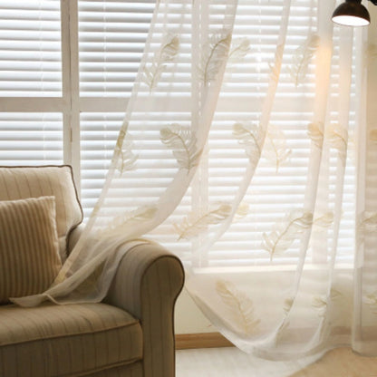 Feather White Embroidered Window Screen – Elegant Light-Filtering Vertical Curtain White
