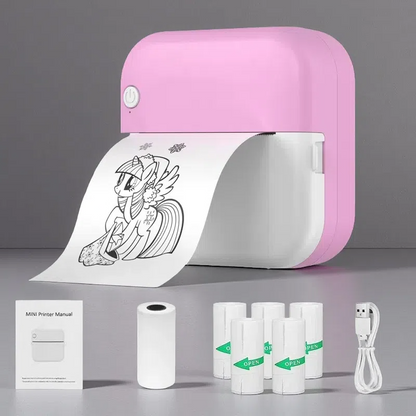 Mini Thermal Label Printer – Compact USB Sticker Printer for Students & Home Use Pink 5 Adhesive Sticker