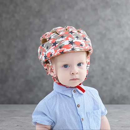 Kids Cotton Safety Helmet – Soft Protective Hat for Toddlers (1–2 Years) Camouflage red