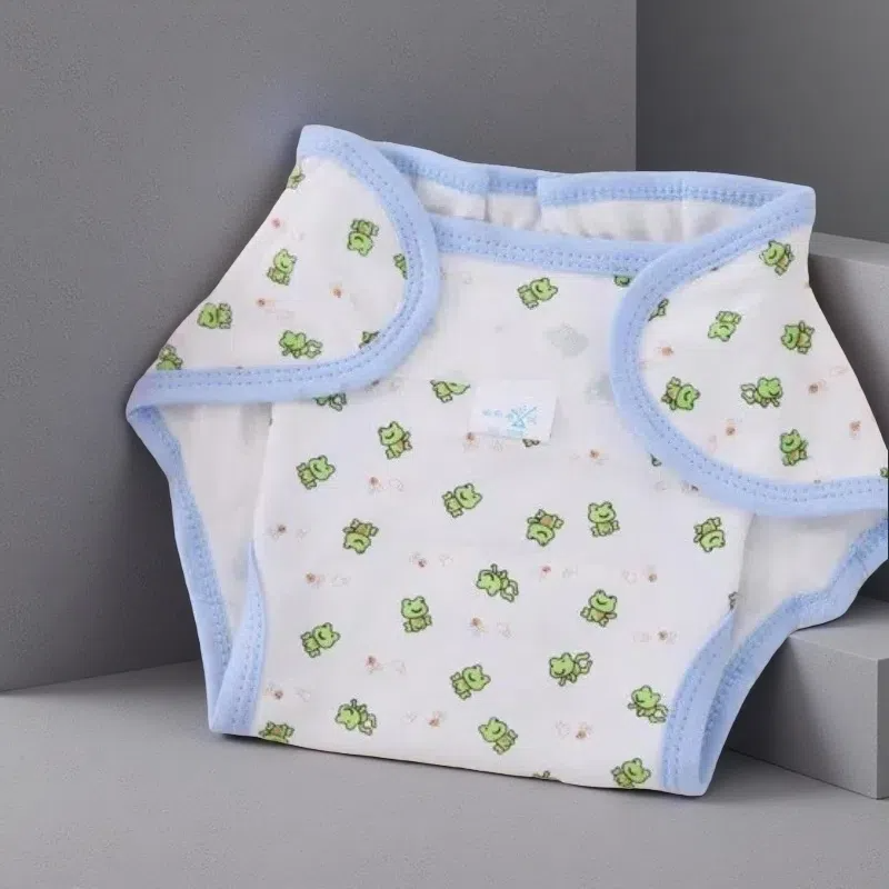 Cotton Cartoon Printed Cloth Diaper – Washable, Soft & Comfortable for Babies 0-2 Years Frog One size