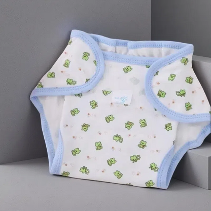 Cotton Cartoon Printed Cloth Diaper – Washable, Soft & Comfortable for Babies 0-2 Years Frog One size