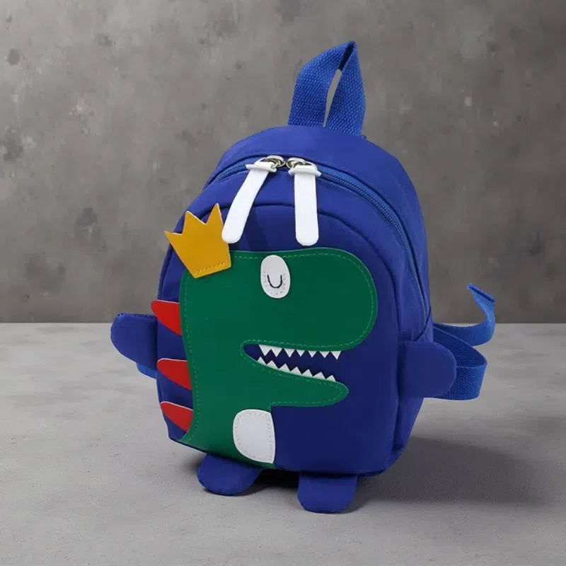 Happy Crown Dinosaur School Bag Backpack – Durable Canvas Kids’ Backpack with Polyester Lining
