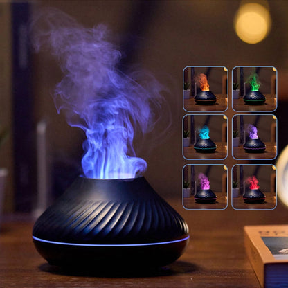 Newest RGB Flame Aroma Diffuser – 130ml 3D Colorful Volcano Humidifier
