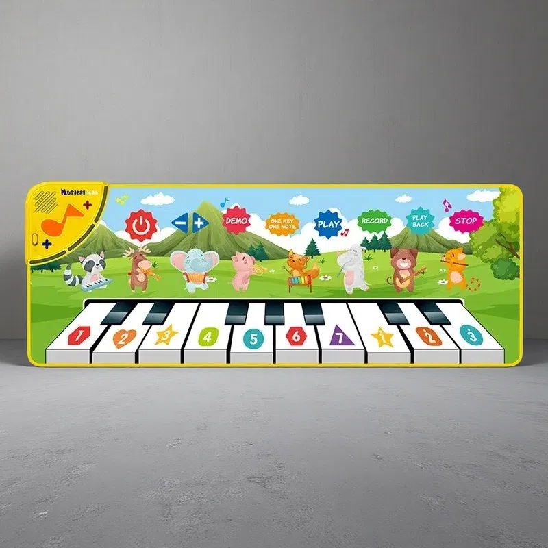 Baby Early Education Musical Instrument Crawling Mat Toy – Soft Polyester Play Mat with Interactive Sounds Green