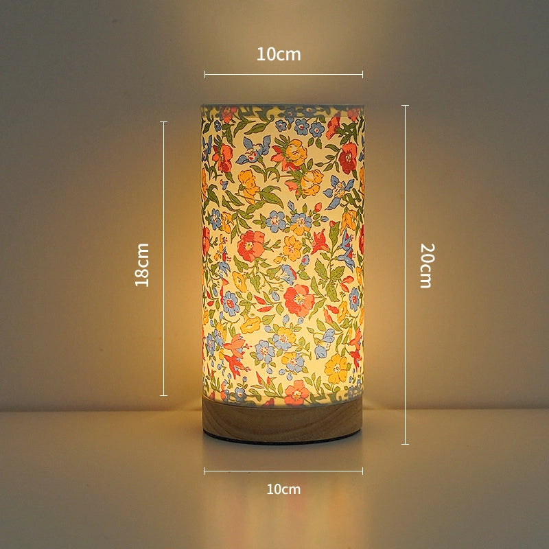 Creative Table Lamp – Fabric USB Night Light for Study, Bedroom & Relaxation Vintage floral patterns