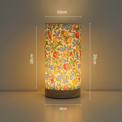 Creative Table Lamp – Fabric USB Night Light for Study, Bedroom & Relaxation Vintage floral patterns