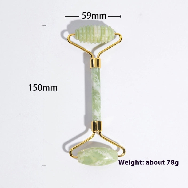 Beauty Device Jade Scraping Board Set – Natural Jade Facial Massage Tools Double Big Thorn Head Roller