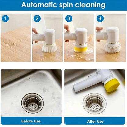 Electric Spin Cleaning Brush – USB Rechargeable Handheld Power Scrubber for Kitchen & Bathroom