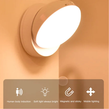 Rotating Motion Sensor Light – USB Rechargeable Night Light for Hallways, Wardrobes & Garages