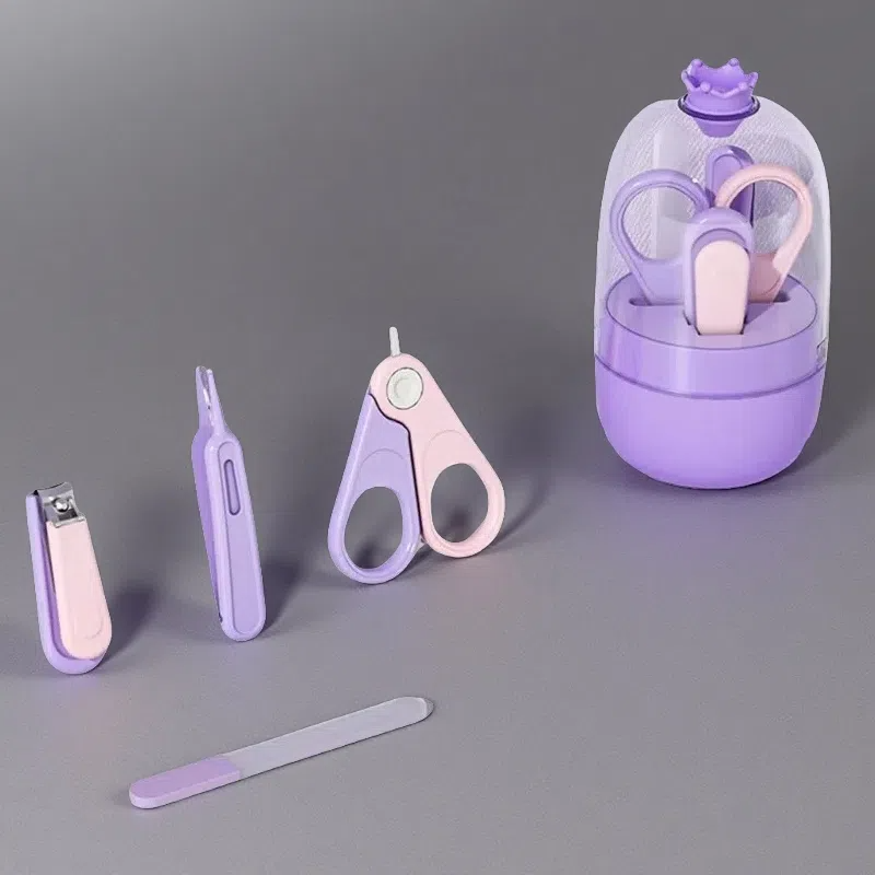 4-in-1 Baby Nail Care Kit – Clippers, Scissors, Tweezers & Nail File with Cute Protective Case