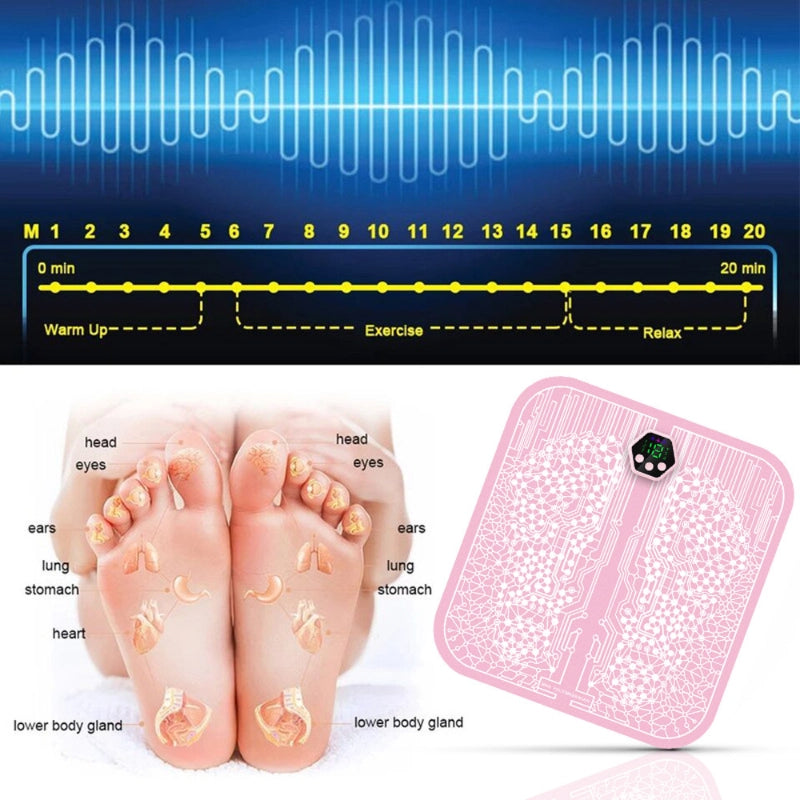 EMS Foot Pad with Pulse Microcurrent Therapy – Rechargeable Foot Massager