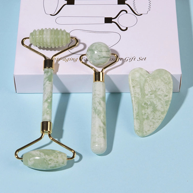Beauty Device Jade Scraping Board Set – Natural Jade Facial Massage Tools