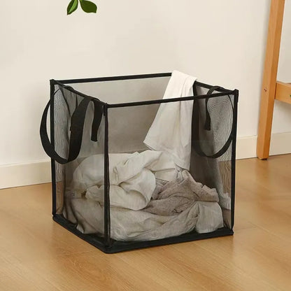 Foldable Square Grid Laundry Basket – Multifunctional Storage with Modern Design