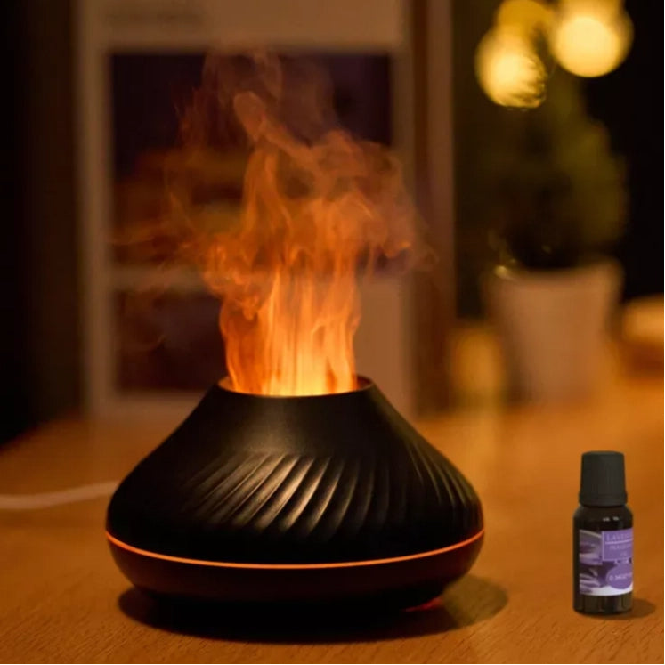 Newest RGB Flame Aroma Diffuser – 130ml 3D Colorful Volcano Humidifier